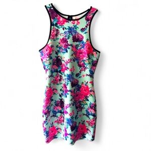 NAMELESS SLEEVELESS FLORAL PRINT BODYCON DRESS STRETCHY SIZE MEDIUM COLORFUL